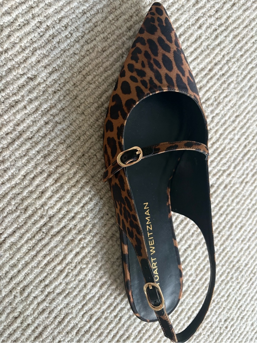 Stuart Weitzman Leopard-Print Pointed-Toe Slingback Flats - Picture 2 of 4